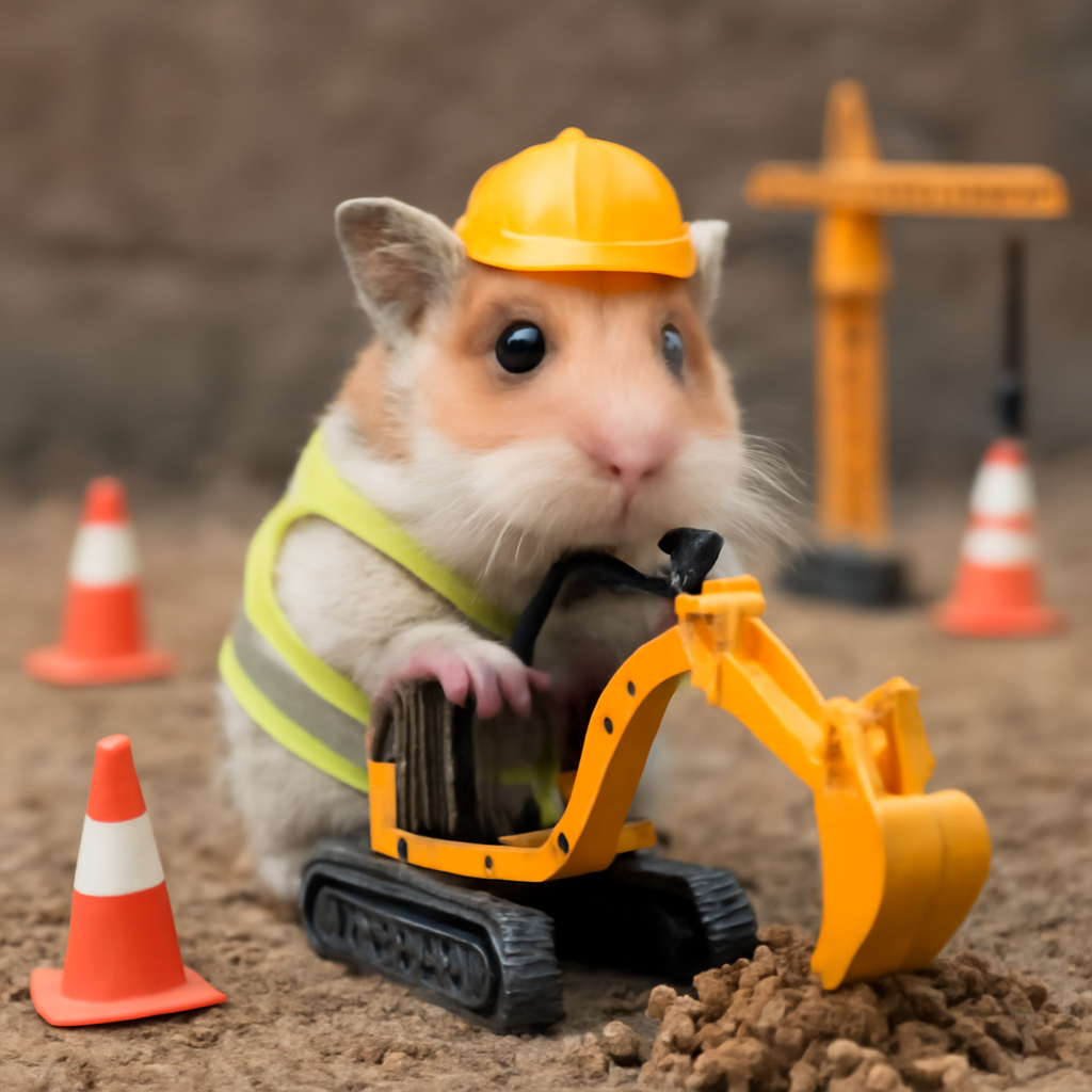 Tiny Builder Hamster meme template
