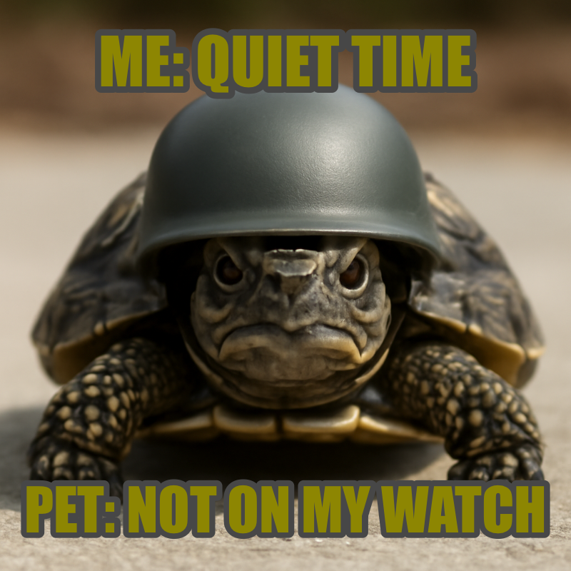 Me: Quiet Time / Pet: Not On My Watch meme