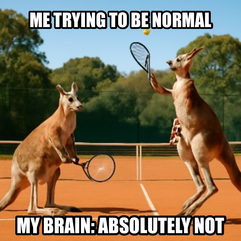 Me Trying To Be Normal / My Brain: Absolutely Not meme