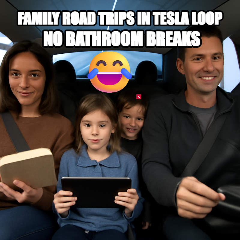 Family Road Trips In Tesla Loop meme