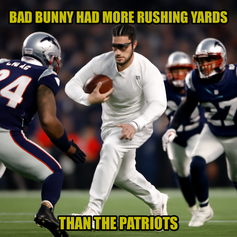 Bad Bunny Had More Rushing Yards meme