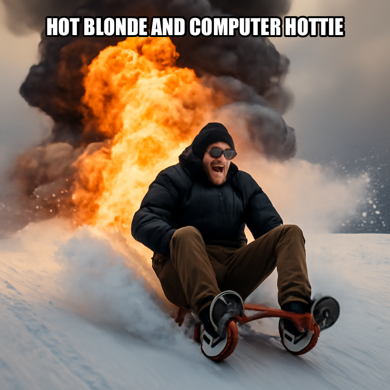 Hot Blonde And Computer Hottie meme