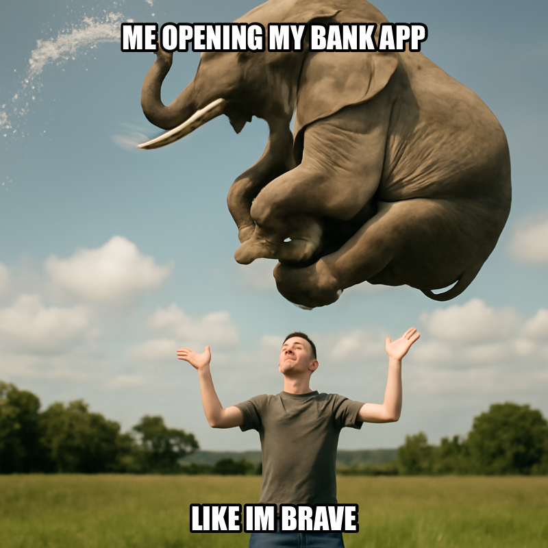 Me Opening My Bank App / Like Im Brave meme
