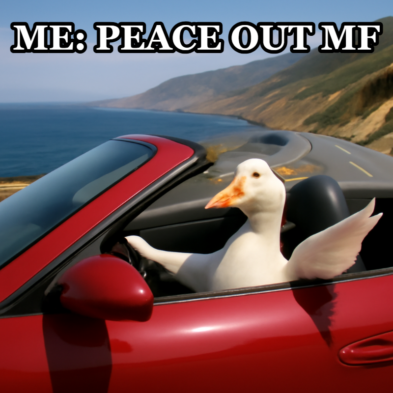 Me: Peace Out Mf meme