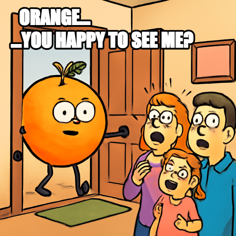 Orange / You Happy To See Me? meme