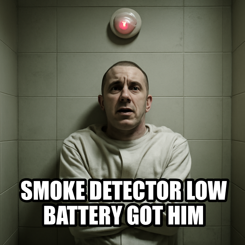 Smoke Detector Low Battery Got Him meme
