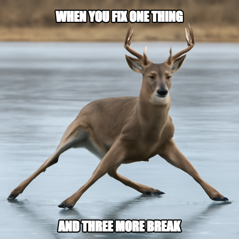 When You Fix One Thing / And Three More Break meme