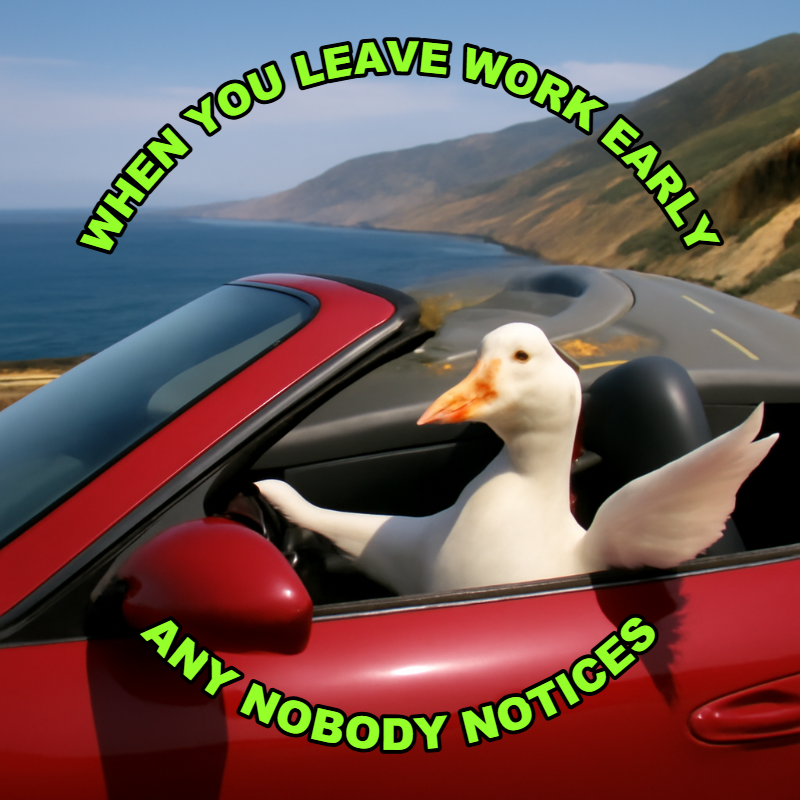 When You Leave Work Early / Any Nobody Notices meme