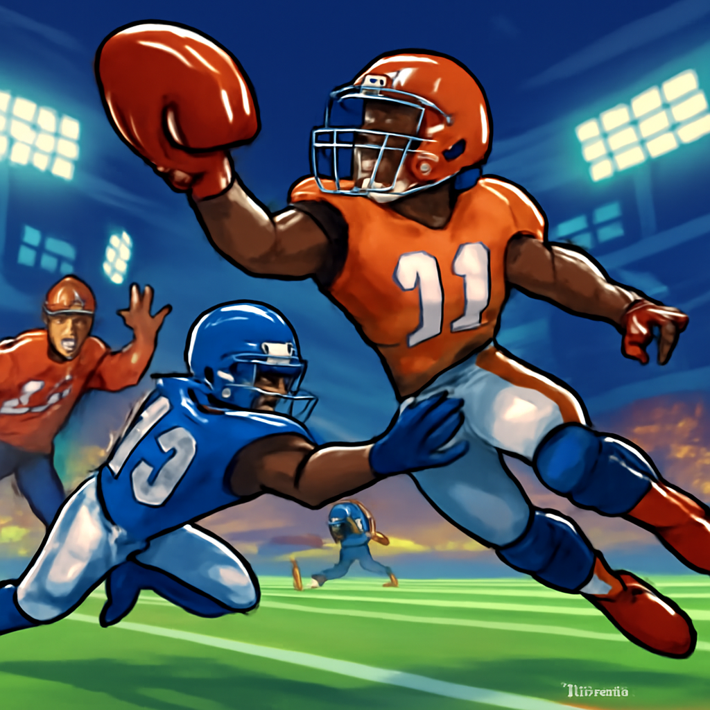 AIQuizzle result image: You’re the Wide Receiver, soaring down the field like a superhero, making jaw-dropping catches that leave the crowd…