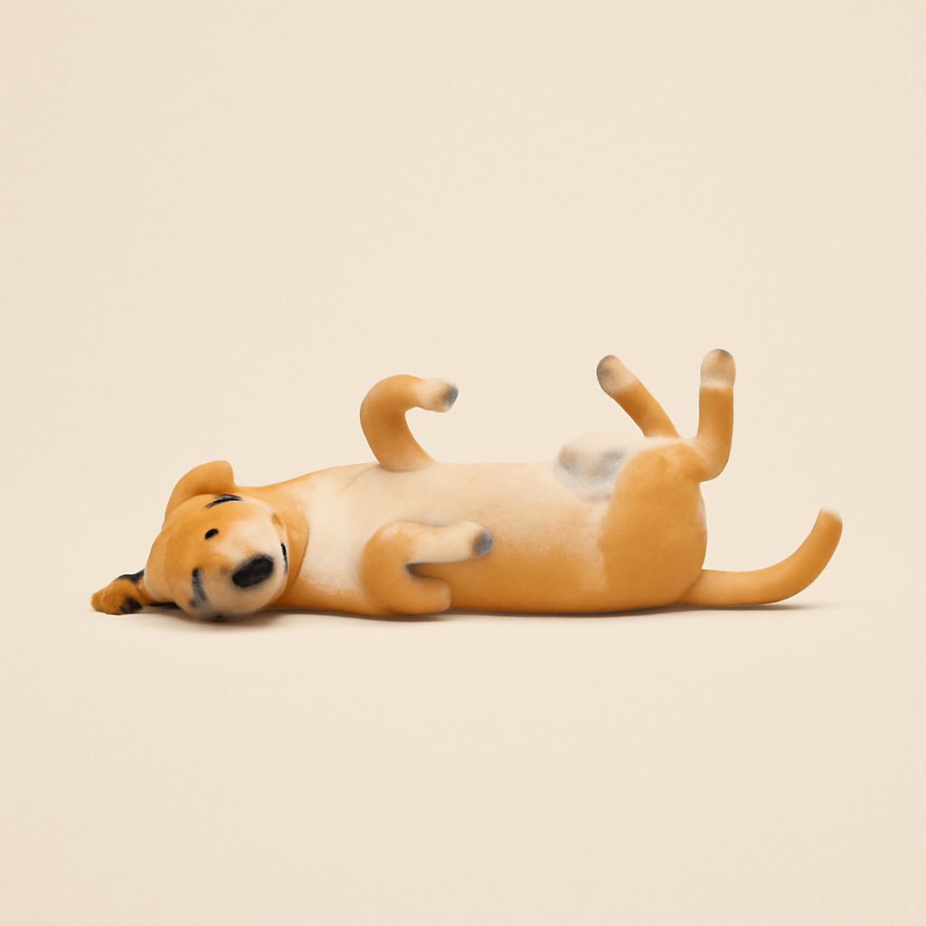 AIQuizzle meme image: A gif image of a dog rolling over as a loop (Meme) — Minimal style