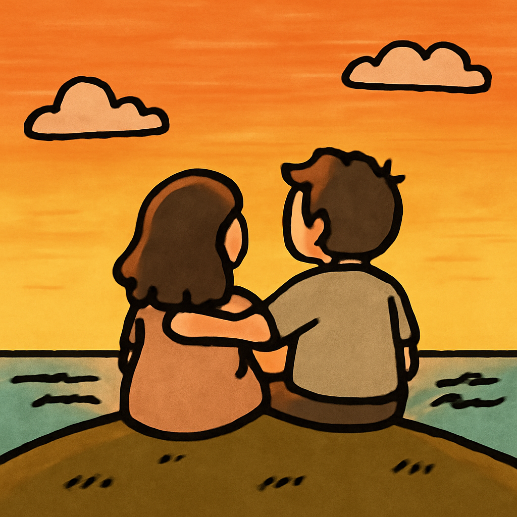 wife and i watching a sunset (Meme) — Doodle style