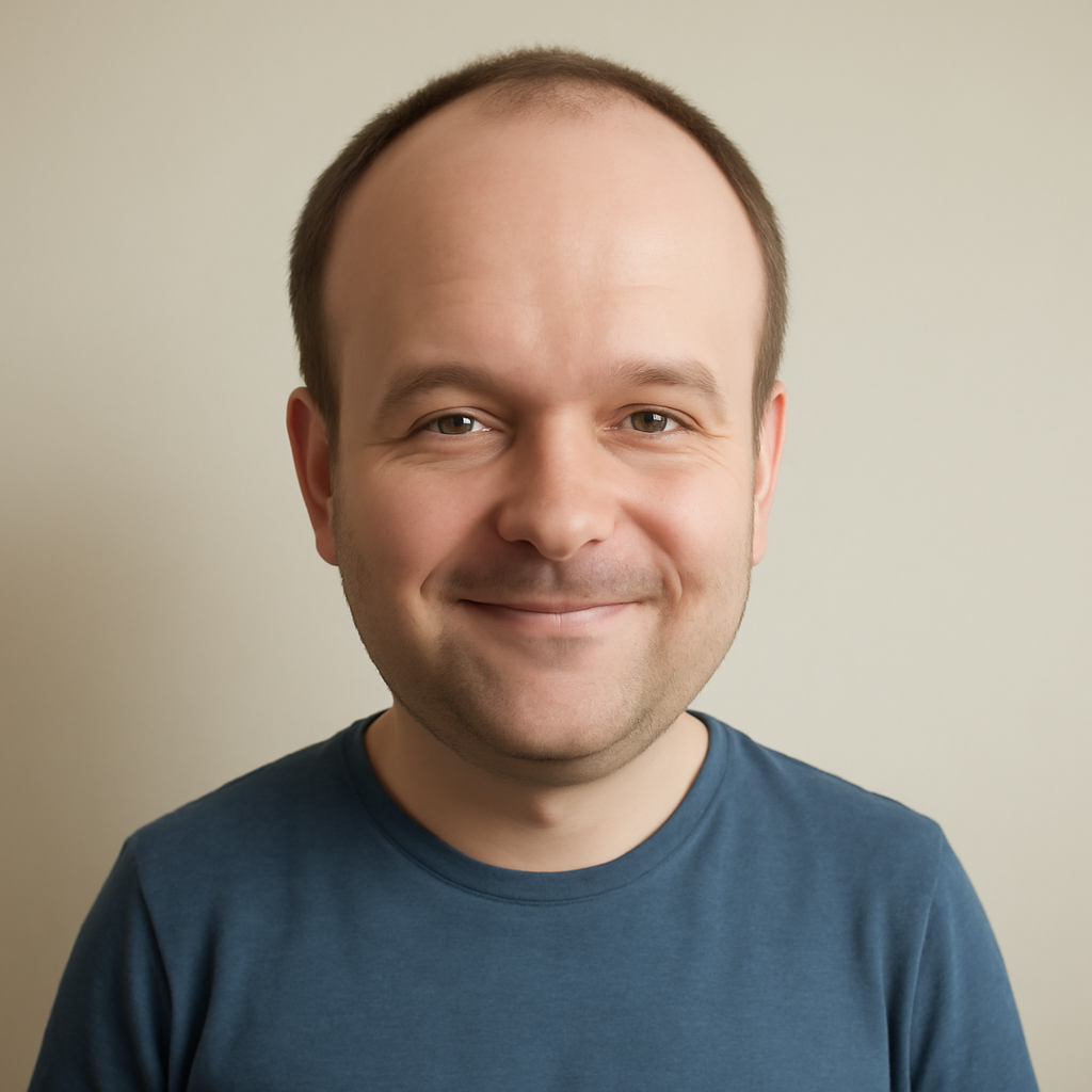 Make a man with his head 2x as big as normal size (Meme) — Photoreal style