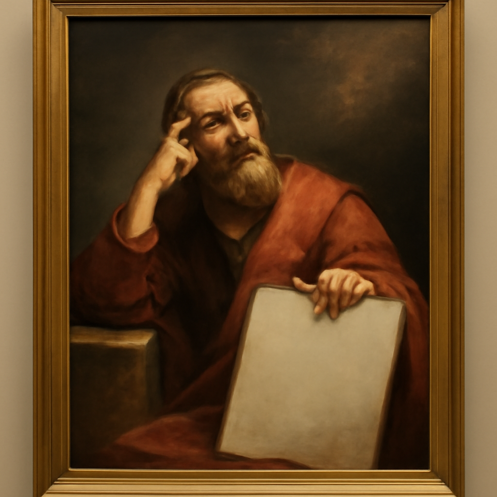 Make a piece of art maybe something seen in a museum, oil painting (Meme) — Photoreal style