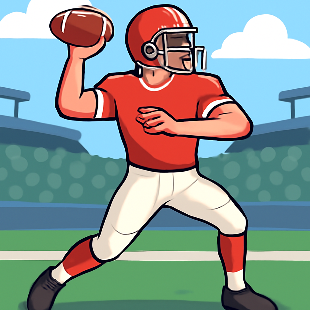 A quarterback throwing a ball (Meme) — Cartoon style