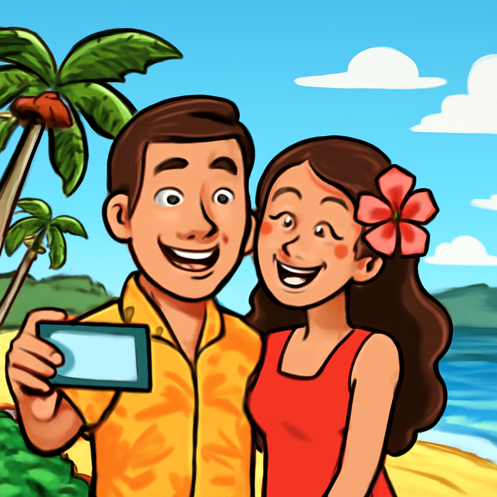 A couple in Maui (Meme) — Cartoon style