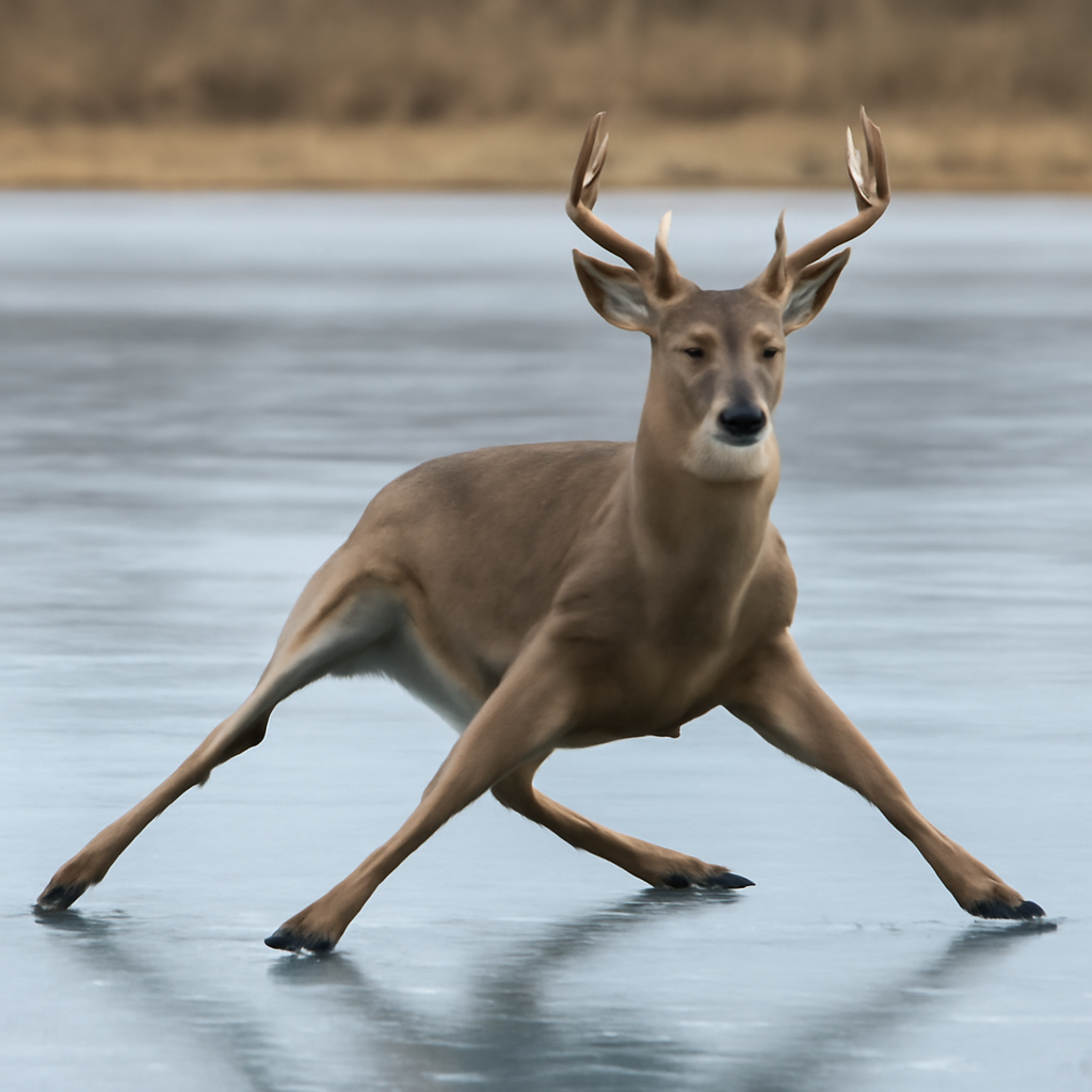 Deer on ice (Meme) — Photoreal style