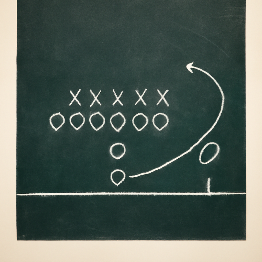 a football drawing, play layout of the worst play ever in the superbowl, a pass… (Meme) — Photoreal style