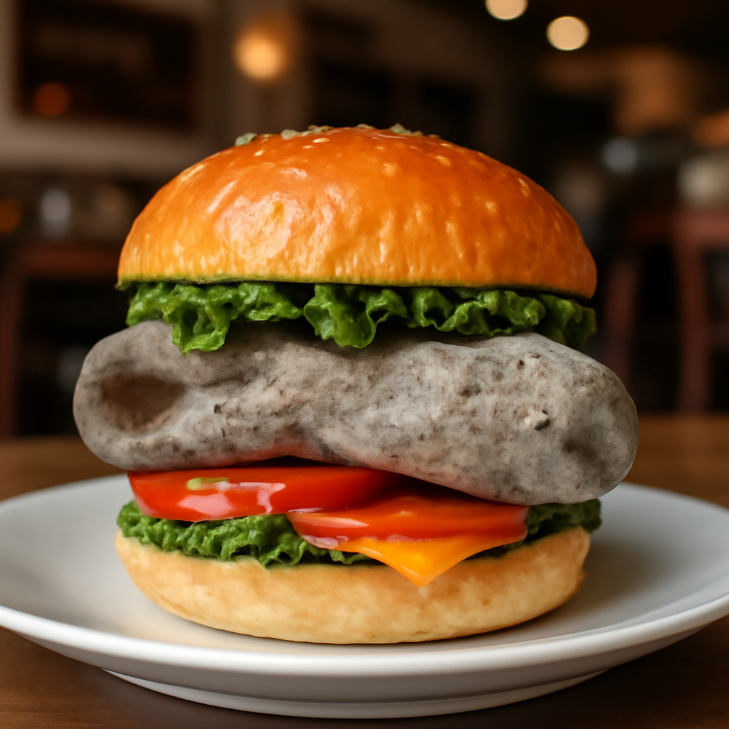 a compliment sandwich where the bun, toppings look amazing, but in the middle t… (Meme) — Photoreal style