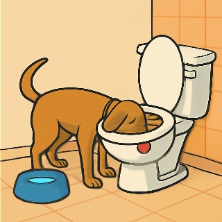 dog drinking water toilet meme template