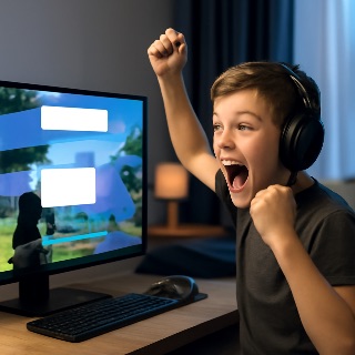 boy winning at computer games meme template
