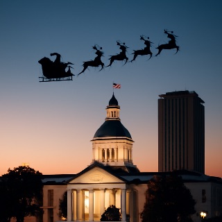 santa reindeer flying over tallahassee meme template
