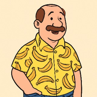 dad with a banana shirt meme template