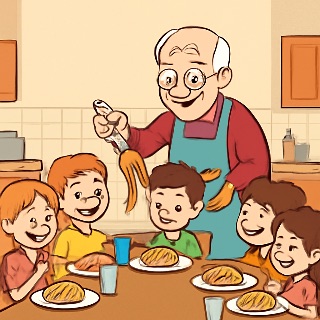 grandpa making spagetti for the kids meme template