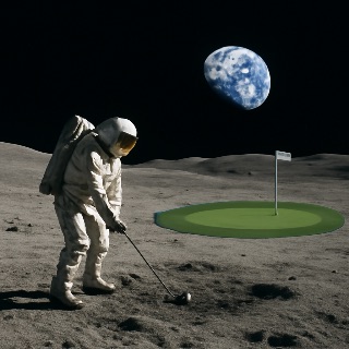 Golfing on the Moon: A Cosmic Swing meme template