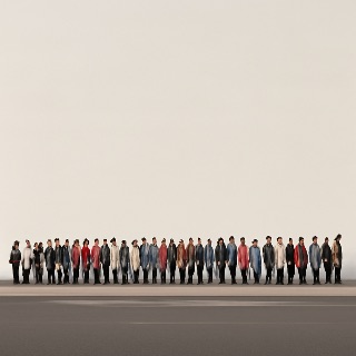 100 People in a Perfect Line meme template