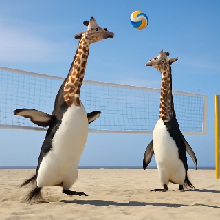 Giraffe-Penguin Volleyball Showdown meme template