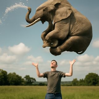 Man Balancing Elephant and Water meme template