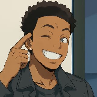 man thinking that he is smart meme with his finger to his brain and a big smile (Meme) — Anime style