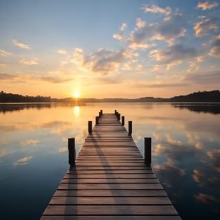 Tranquil Dock at Sunrise meme template