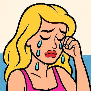 A blonde hottie crying (Meme) — Cartoon style