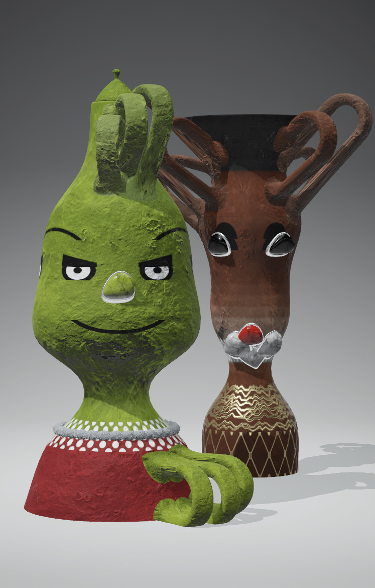 Nft The grinch and deer Claypot 