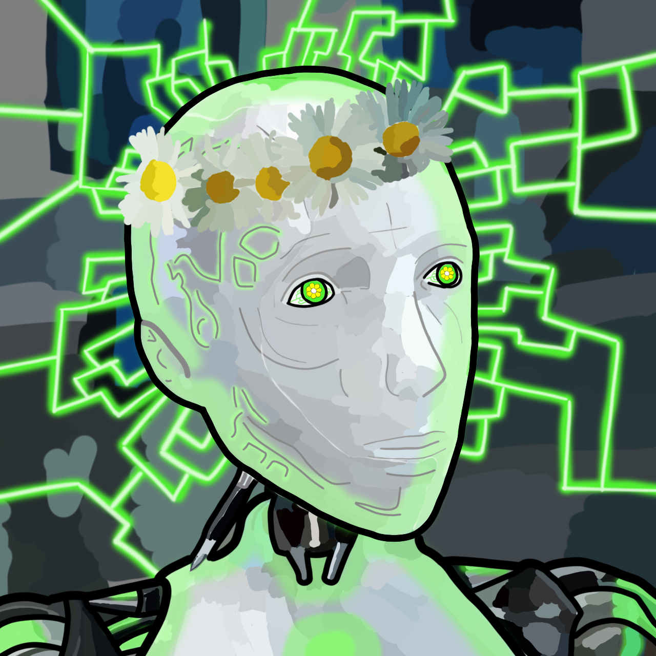 Nft I,Cryptobot #4 Green Power