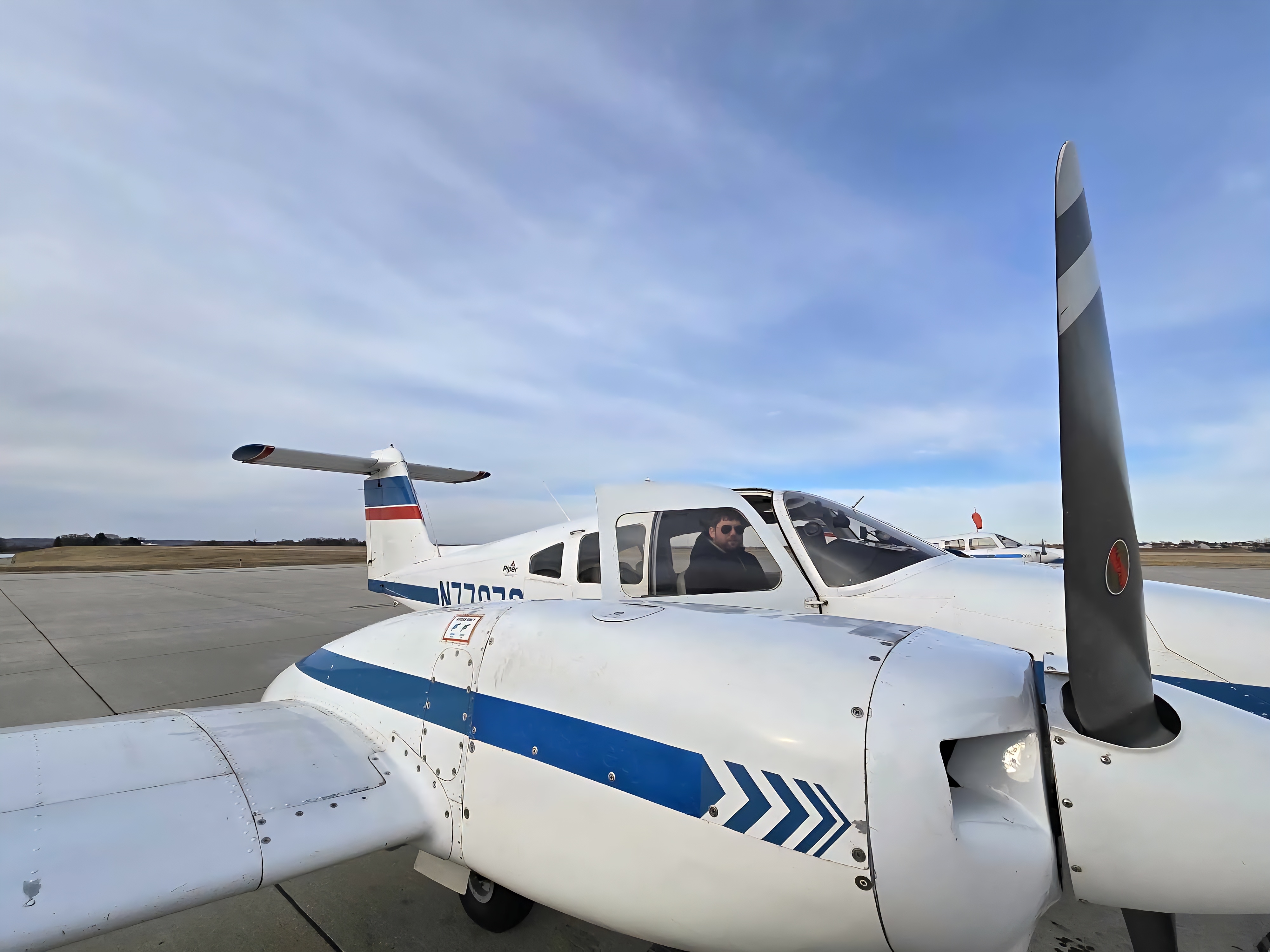 Background of a pilot in a cockpit
