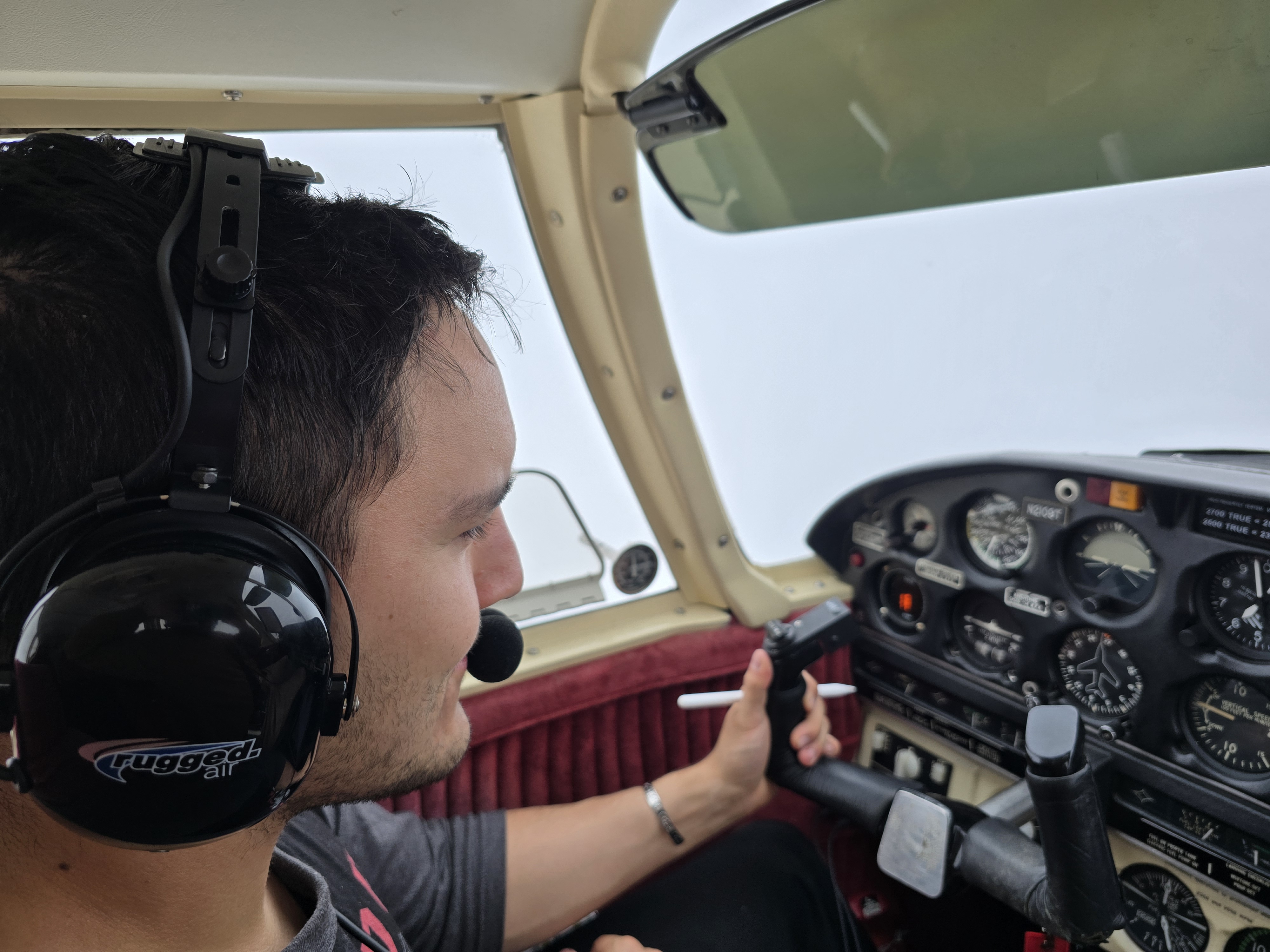 Background of a pilot in a cockpit
