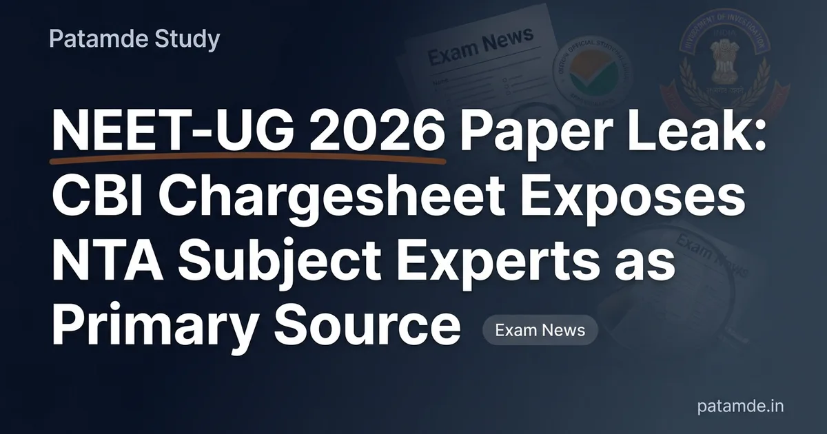 NEET-UG 2026 Paper Leak: CBI Chargesheet Exposes NTA Subject Experts as Primary Source