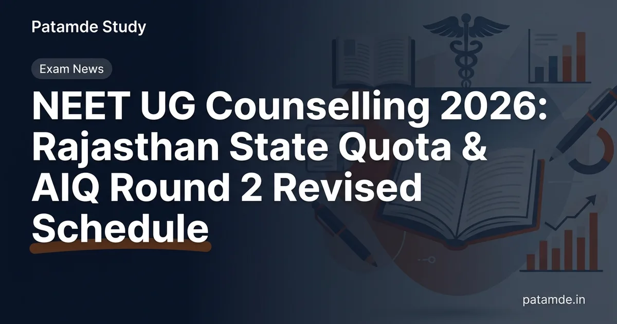 NEET UG Counselling 2026: Rajasthan State Quota & AIQ Round 2 Revised Schedule