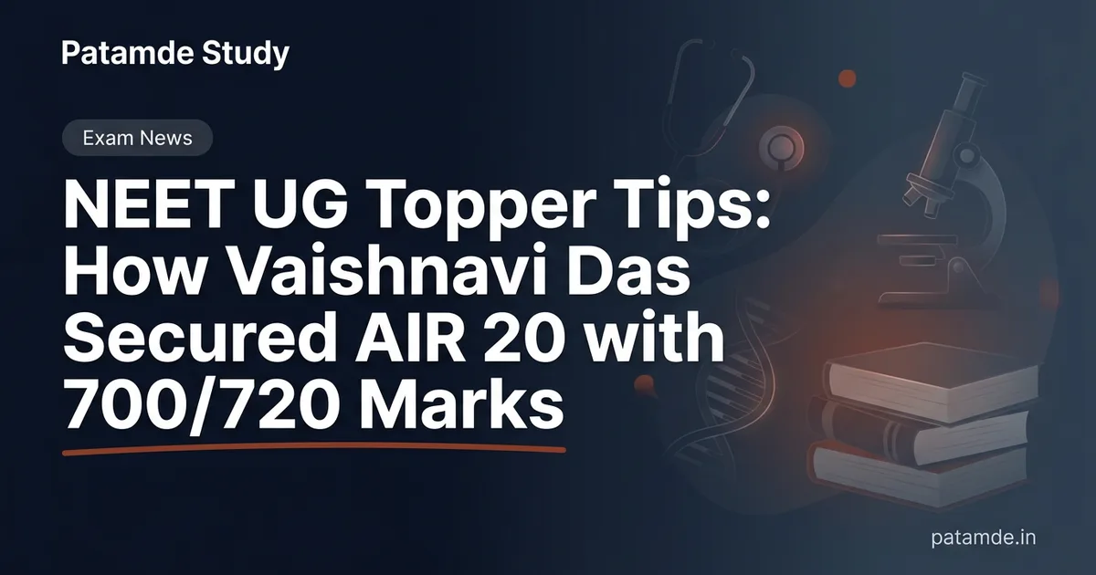 NEET UG Topper Tips: How Vaishnavi Das Secured AIR 20 with 700/720 Marks