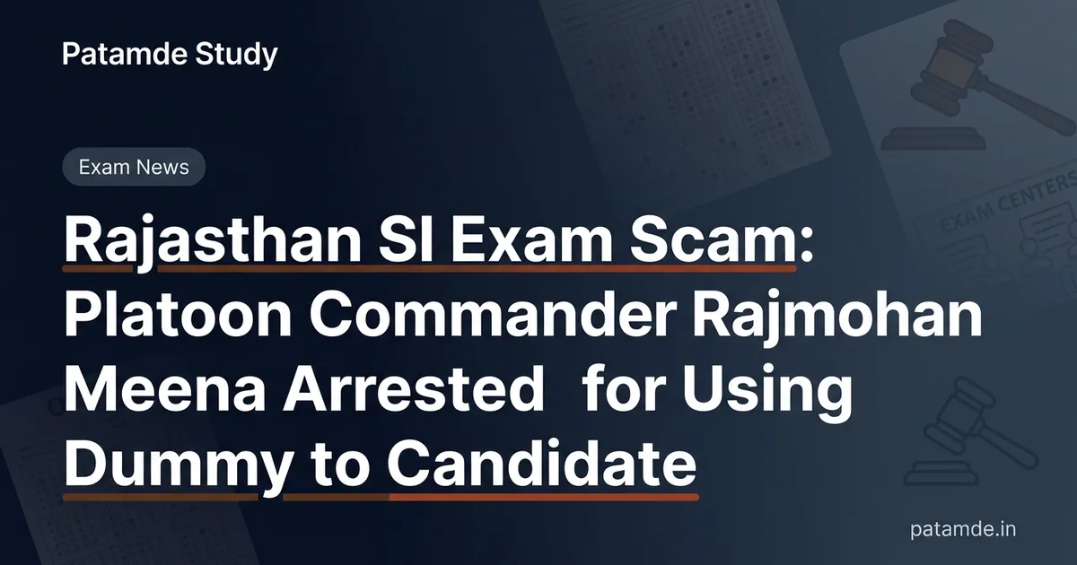 Rajasthan SI Exam Scam: Platoon Commander Rajmohan Meena Arrested for Using Dummy Candidate