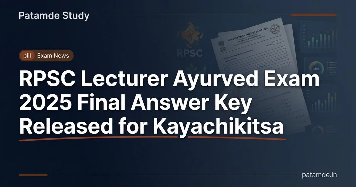 RPSC Lecturer Ayurved Exam 2025 Final Answer Key Released for Kayachikitsa