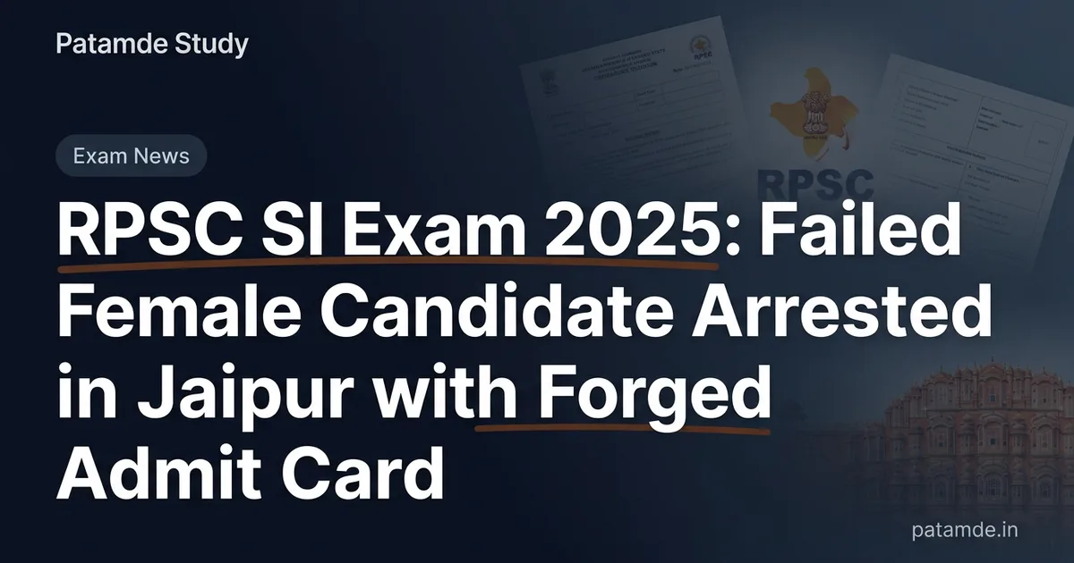 RPSC SI Exam 2025: Failed Female Candidate Arrested in Jaipur with Forged Admit Card