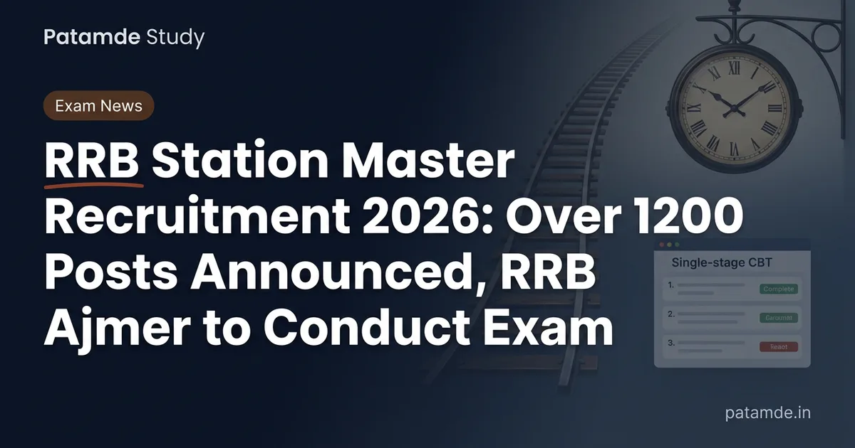 RRB Station Master Recruitment 2026: Over 1200 Posts Announced, RRB Ajmer to Conduct Exam