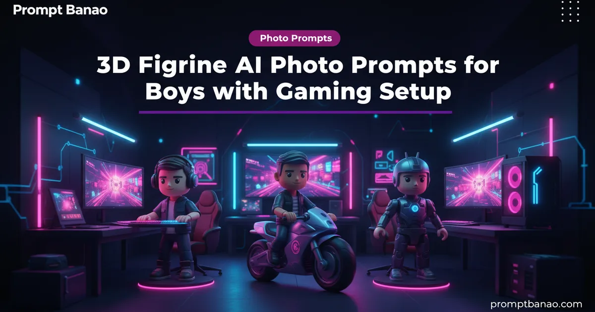3D Figurine AI Photo Prompts for Boys with Gaming Setup