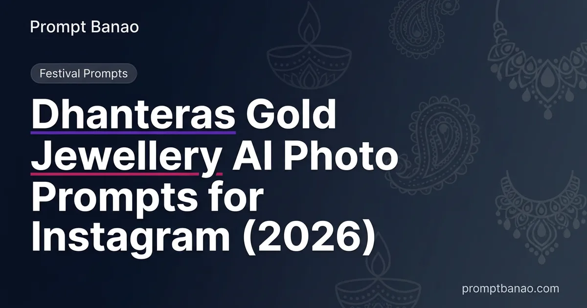 Dhanteras Gold Jewellery AI Photo Prompts for Instagram (2026)