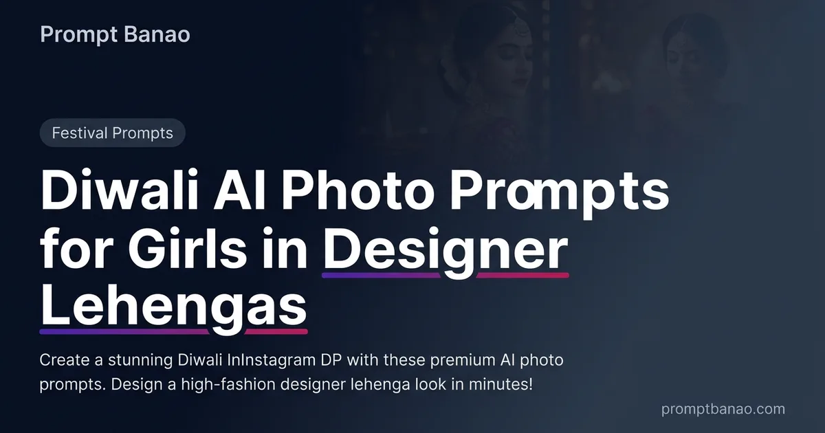 Diwali AI Photo Prompts for Girls in Designer Lehengas