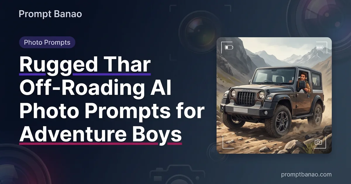 Rugged Thar Off-Roading AI Photo Prompts for Adventure Boys