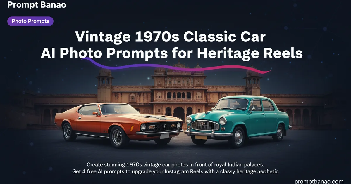 Vintage 1970s Classic Car AI Photo Prompts for Heritage Reels
